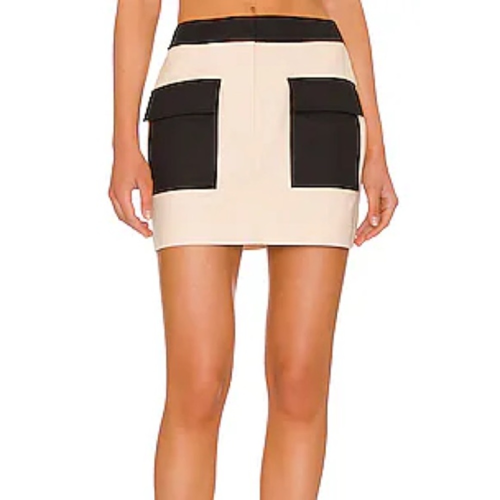 Hansen + Gretel Bryce Cargo Pocket Mini Skirt Black and Ecru Cream Size Small